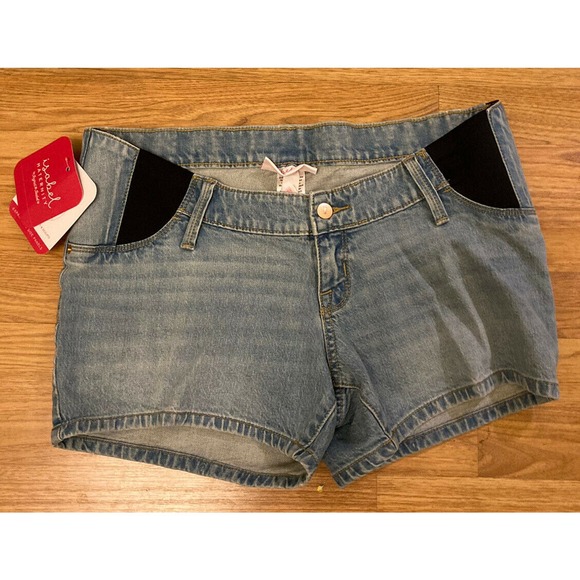 Ingrid & Isabel Shorts Side Panel Midi Maternity Jean Shorts Isabel